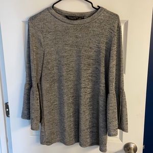 Dorothy Perkins Heather Grey Bell Sleeve Top Size 8